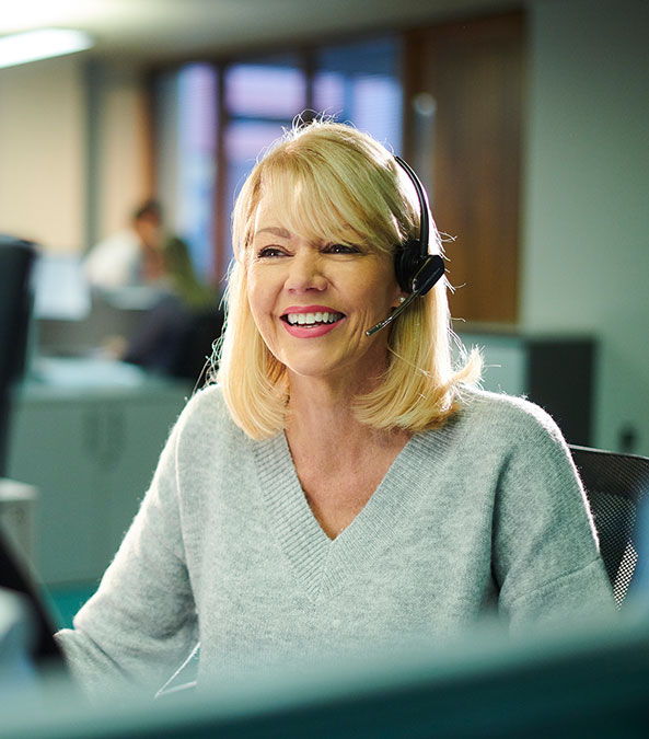 woman talking through a headset woman talking through a headset